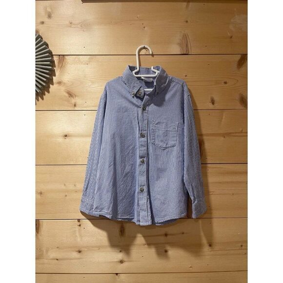 Just Ducky Boys Blue & White Gingham Button Up Sz 6 - Picture 1 of 4